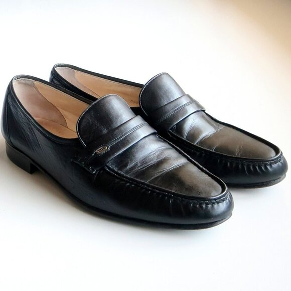 Bally of Switzerland Mathew Men's Black Leather Slip On Loafers Shoes Size 9 W - Picture 1 of 16